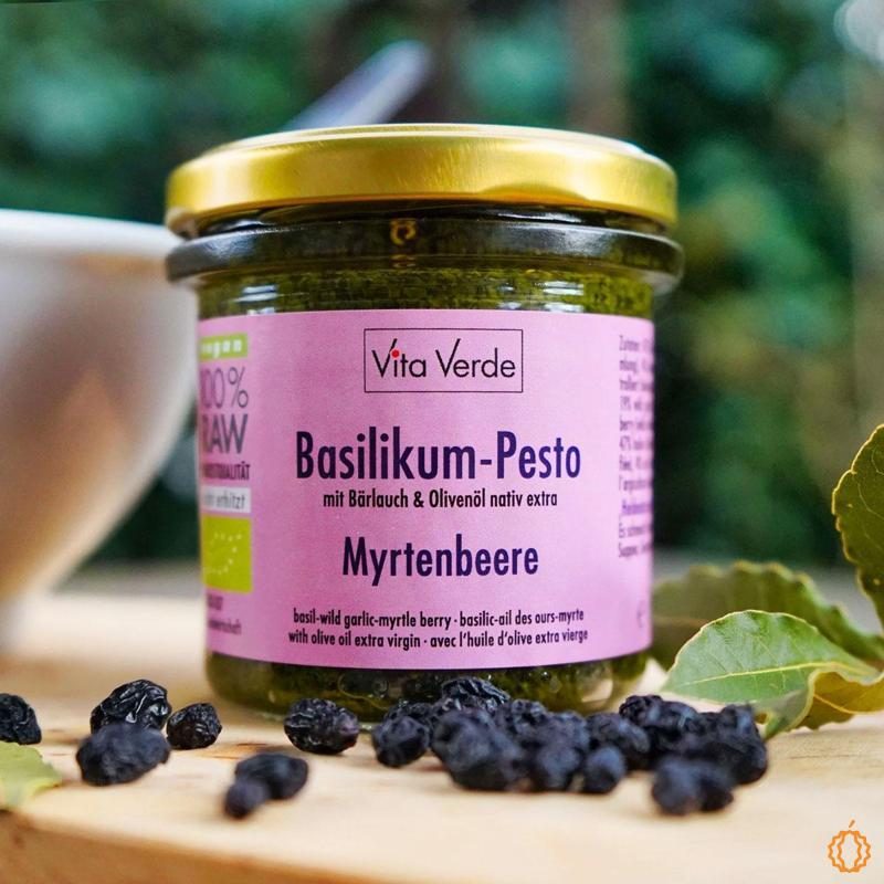 Basilikum-Myrtenbeeren Pesto bio & roh 165mL