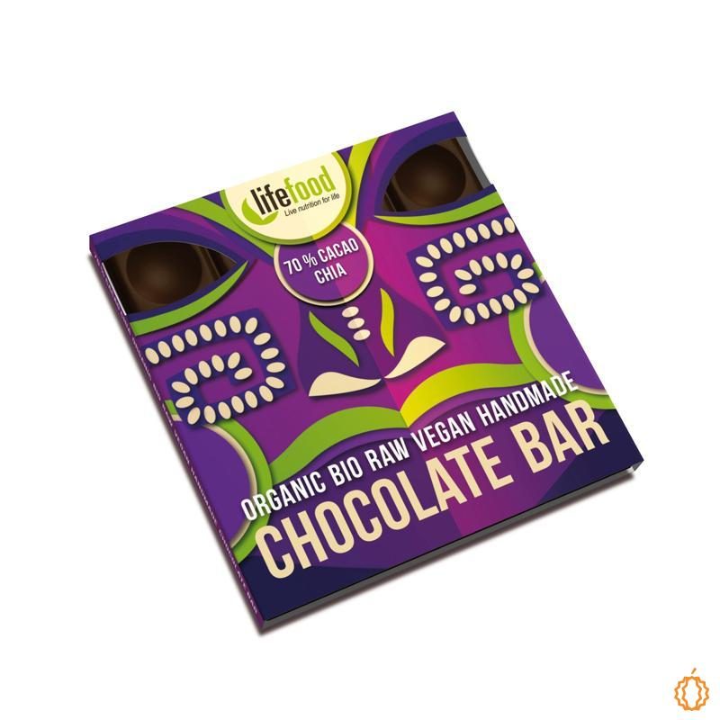 Organic Raw Chocolate Chia 70% Cacao Lifefood 35g